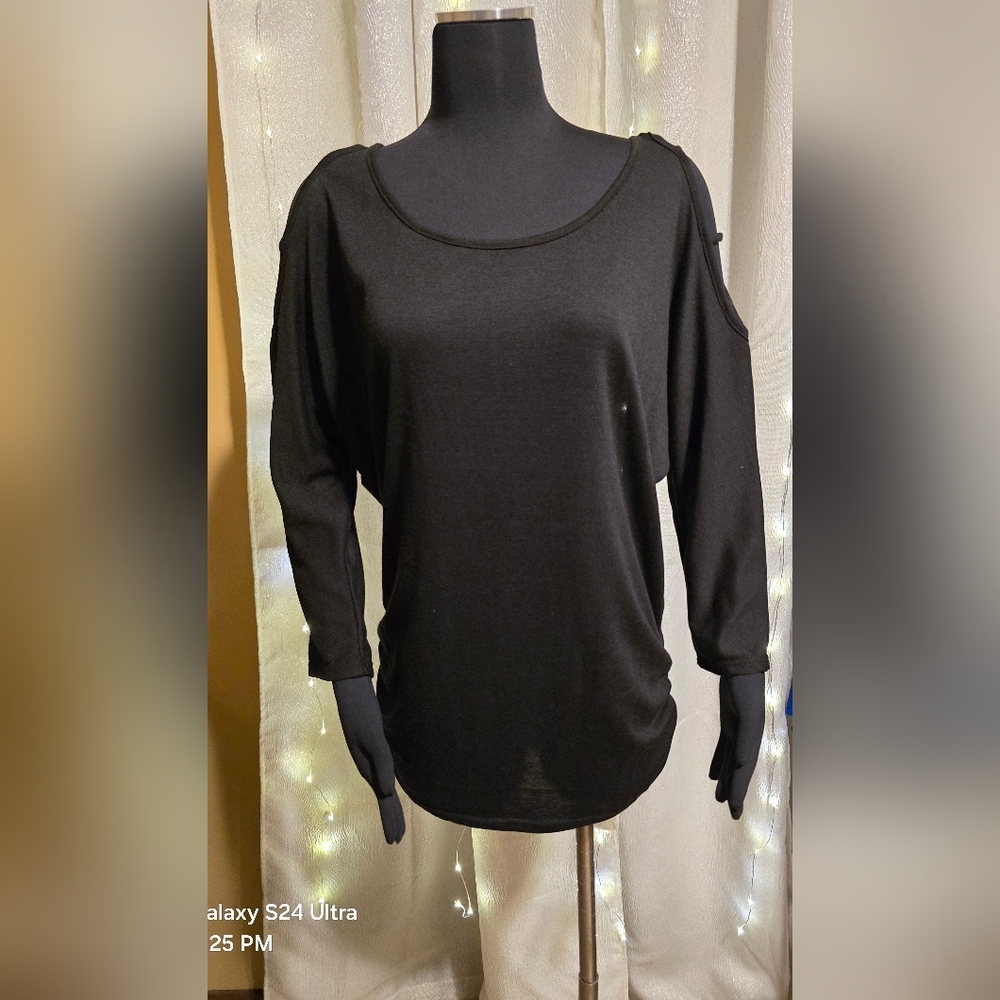 2B Bebe Black Cold Shoulder Blouse